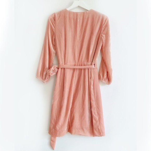 J.Crew Peach Velvet Wrap Dress - Picture 4 of 6